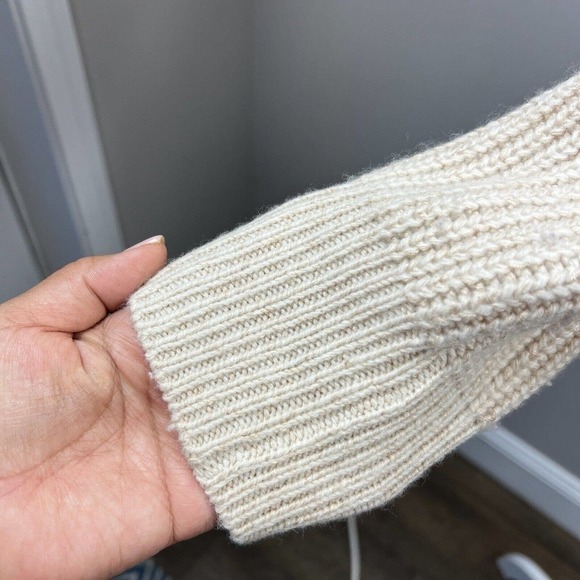 Athleta Cream Sierra Crew Neck Wool Sweater S Chunky Shaker Knit - Picture 8 of 12